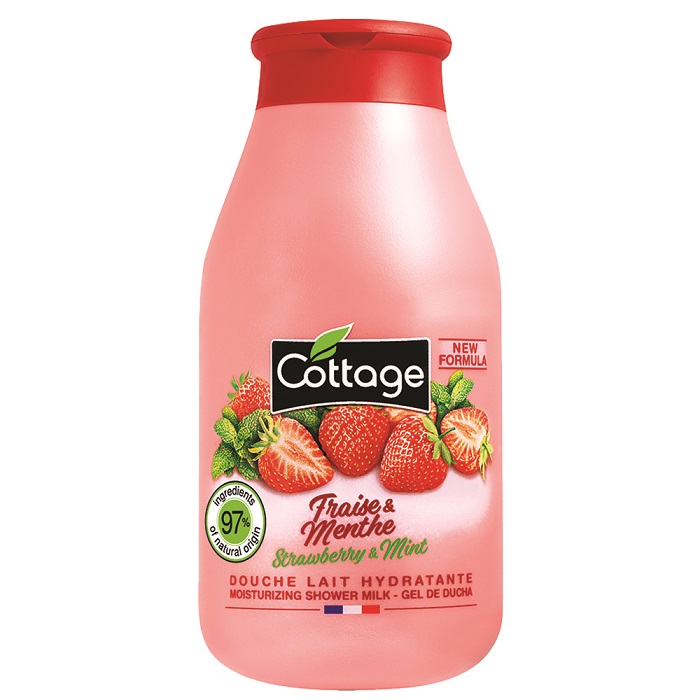 Lapte de dus hidrtatant Capsuni si Menta, 250 ml, Cottage