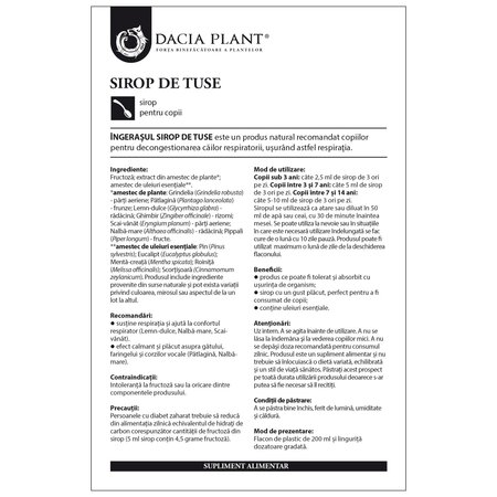 Sirop de tuse Ingerasul, 200 ml, Dacia Plant 739163