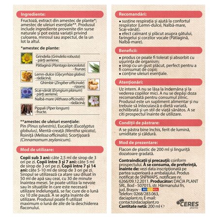 Sirop de tuse Ingerasul, 200 ml, Dacia Plant 739161