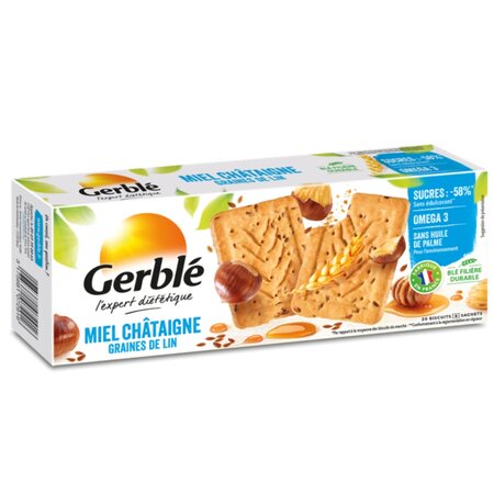 Biscuiti cu miere si faina de castane, 200g, Gerble
