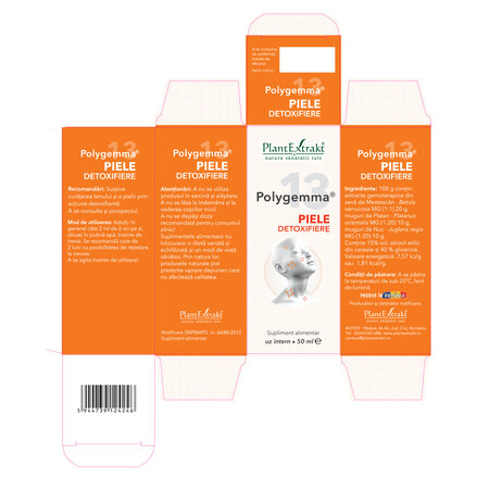 Polygemma 13 Piele Detoxifiere, 50 ml, Plant Extrakt 731437