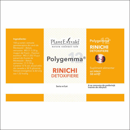 Polygemma 12, Rinichi detoxifiere, 50 ml, Plant Extrakt 731435