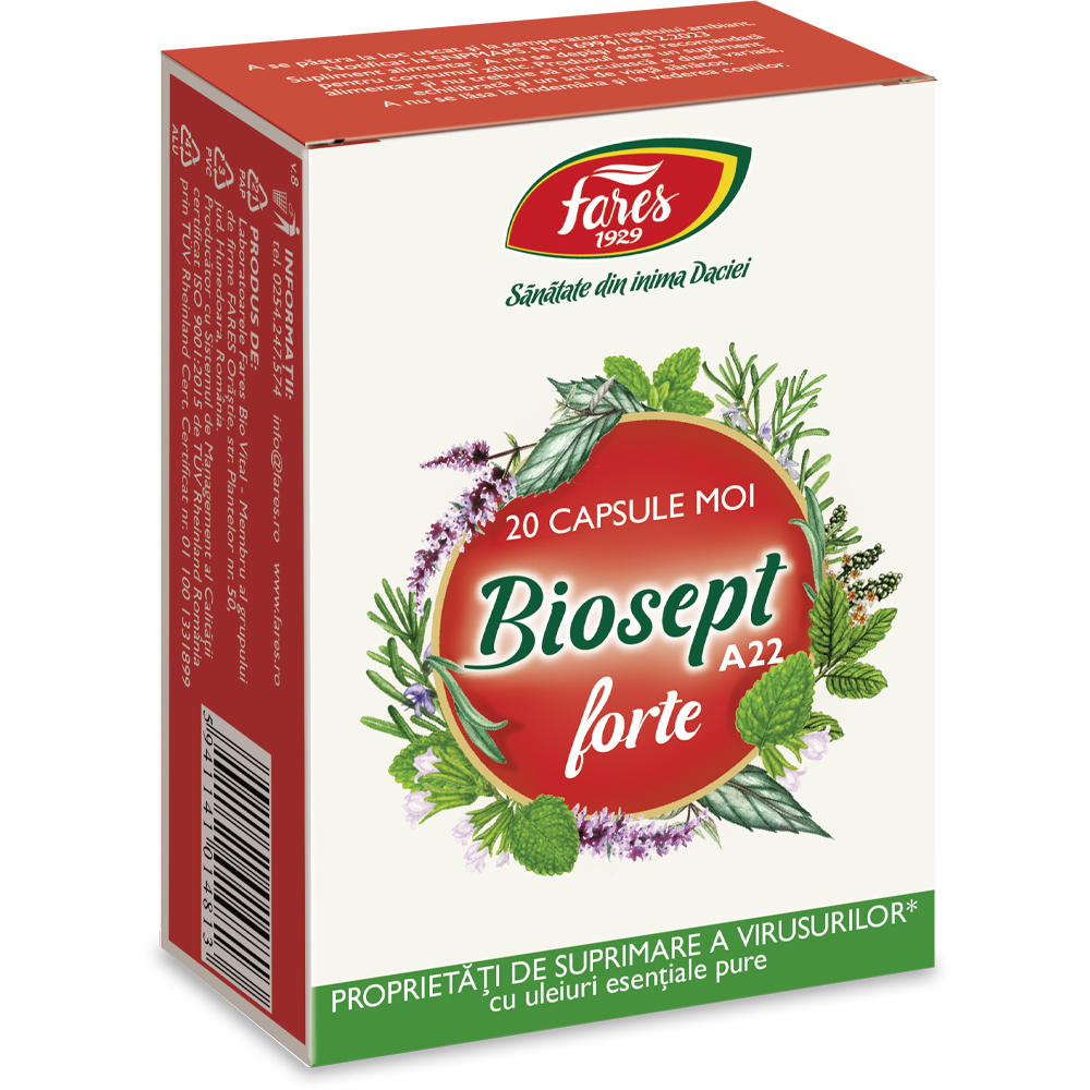 Biosept Forte A22, 20 capsule, Fares