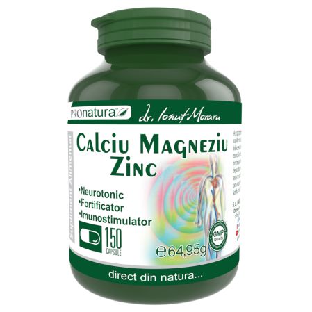 Calciu, Magneziu, Zinc, 150 capsule, Pro Natura