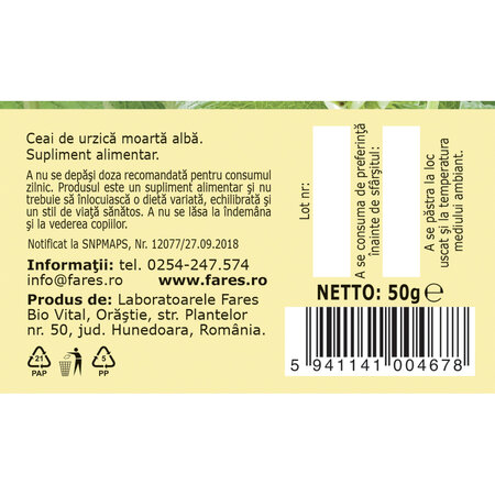 Ceai Urzica moarta alba U 94, 50 g, Fares 618384