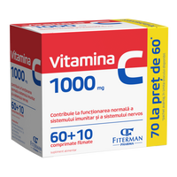 Vitamina C 1000 mg, 60 + 10 comprimate filmate, Fiterman