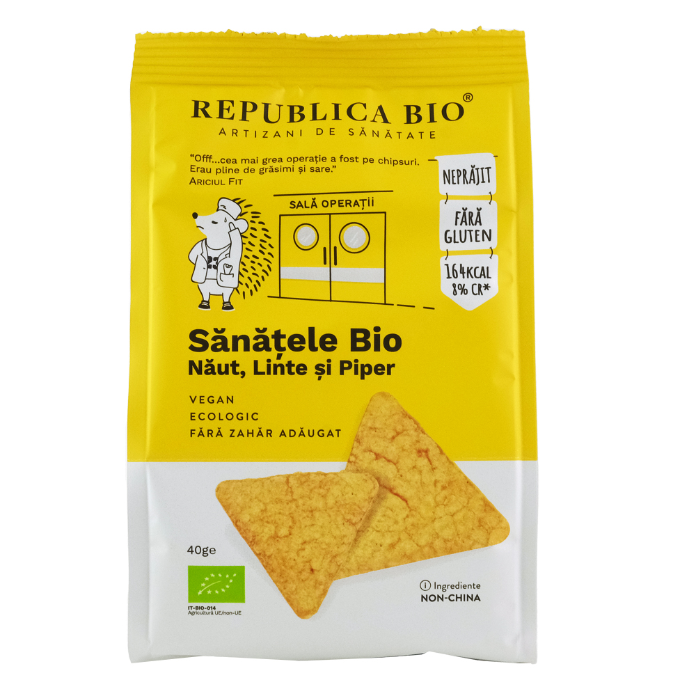 Sanatele BIO cu naut, linte si piper, fara gluten, 40 g, Republica Bio