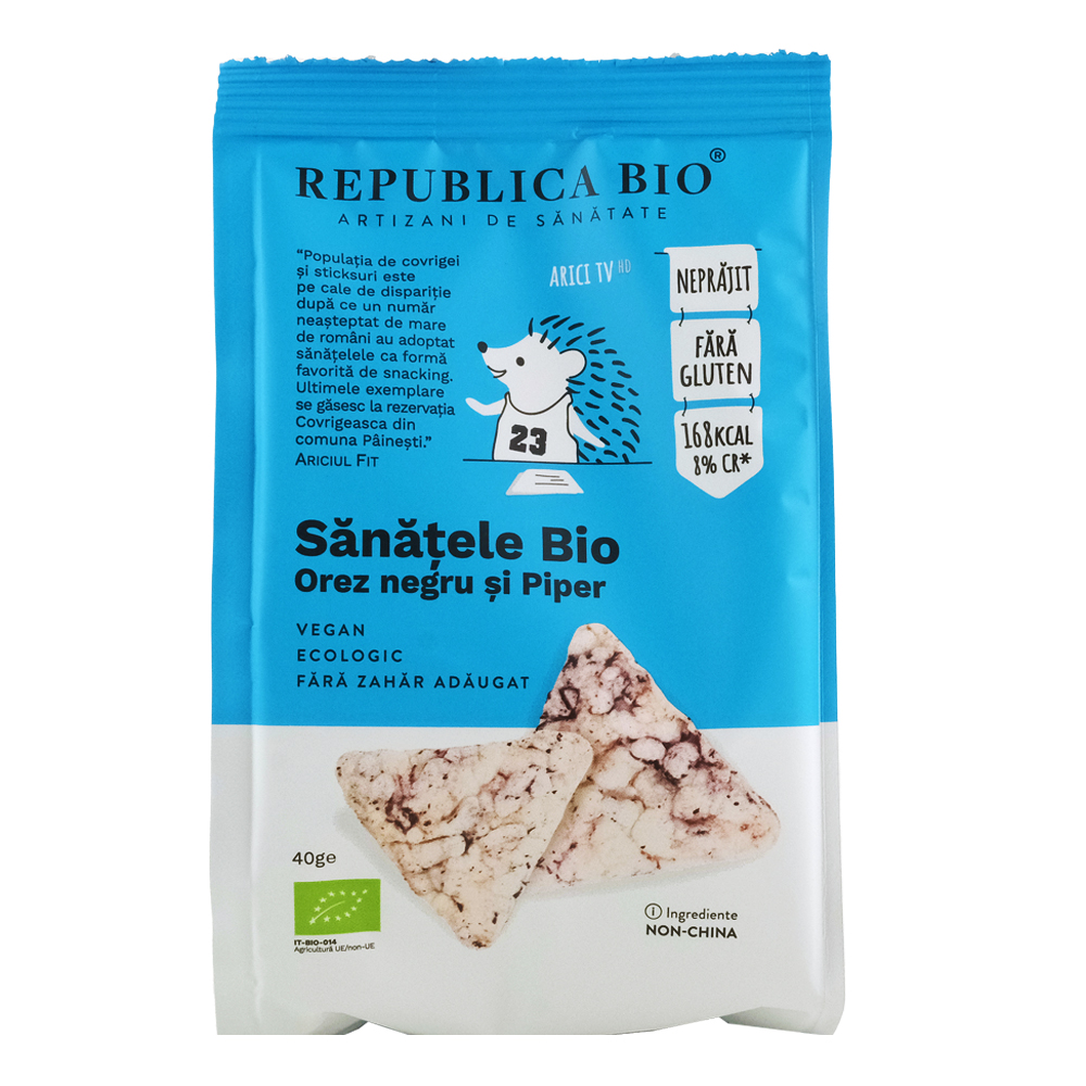 Sanatele Bio cu orez negru si piper, fara gluten, 40 g, Republica Bio