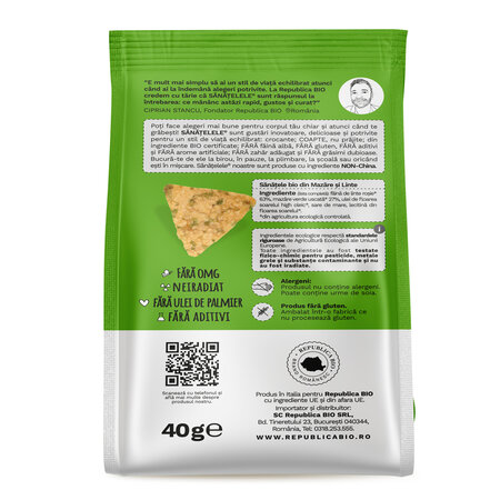 Sanatele bio din mazare si linte, 40 g, Republica Bio 750445
