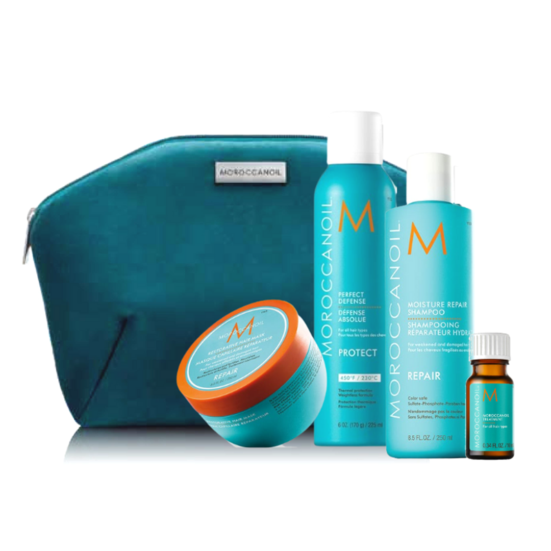 Pachet Repair, Sampon reparare 250 ml, Masca reparare 250 ml, Spray protectie termica 225 ml, Tratament original 10 ml, Moroccanoil