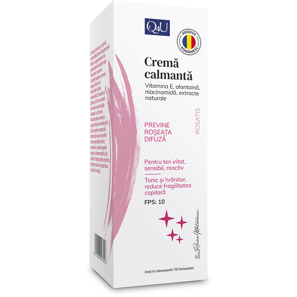 Crema calmanta pentru tenuri cu roseata difuza SPF 10 Q4U, 40 ml, Tis