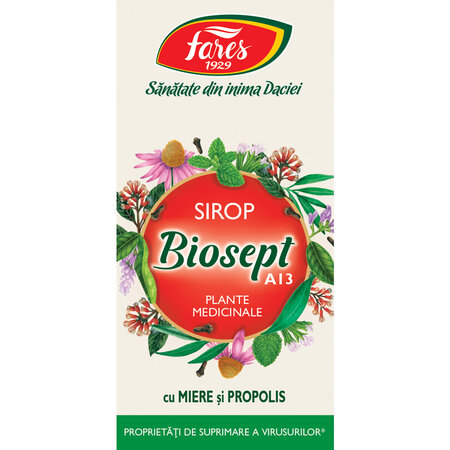 Sirop cu miere si propolis Biosept A13, 100 ml, Fares 620884