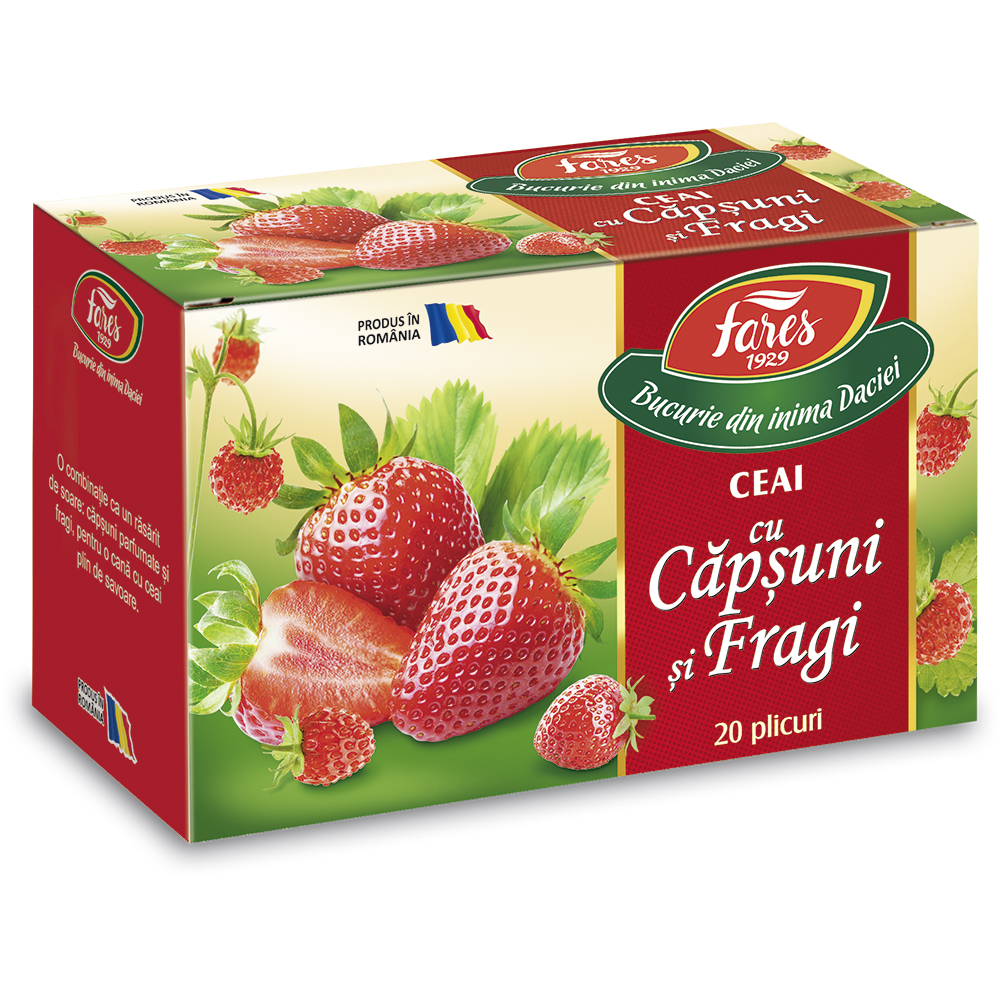 Ceai de capsuni si fragi Aromfruct, 20 plicuri, Fares