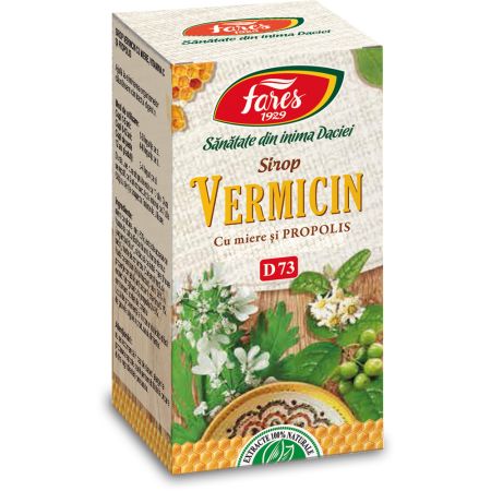 Sirop cu miere, vitamina C si propolis Vermicin D73, 100 ml, Fares