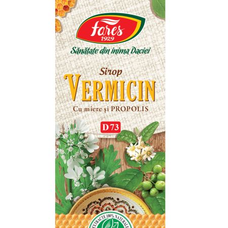 Sirop cu miere, vitamina C si propolis Vermicin D73, 100 ml, Fares 702434