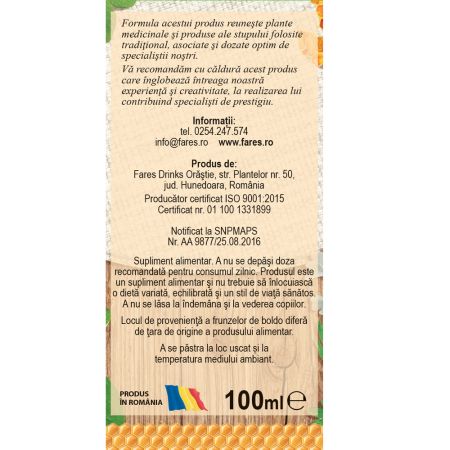 Sirop cu miere, vitamina C si propolis Vermicin D73, 100 ml, Fares 702433