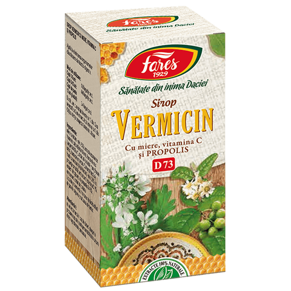 Sirop Vermicin cu miere si propolis, D73, 100 ml, Fares