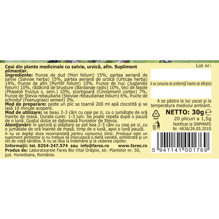 Ceai Glicostat, M95, 20 plicuri, Fares 623552