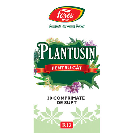 Plantusin pentru gat R13, 30 comprimate de supt, Fares 614046