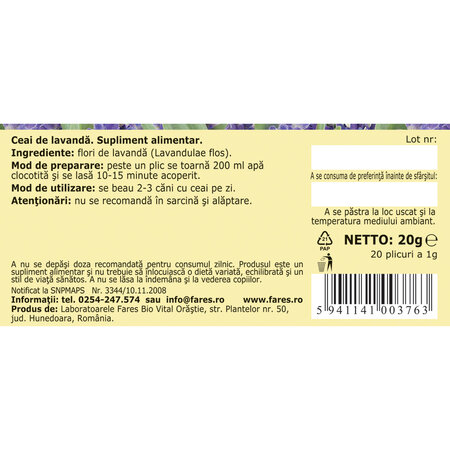 Ceai de lavanda N 146, 20 plicuri, Fares 618357