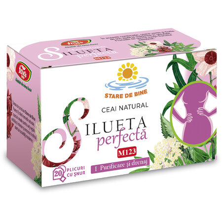 Ceai Silueta perfecta 1, purificare si drenaj M123, 20 plicuri, Fares
