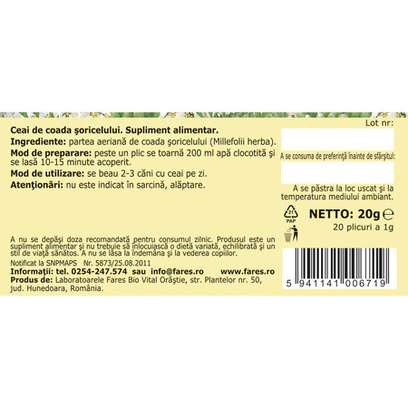 Ceai Coada Soricelului D 119, 20 plicuri, Fares 618550