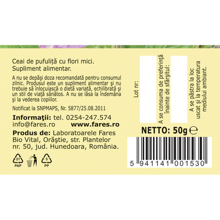 Ceai Pufutita cu Flori mici U88, 50 g, Fares 618143