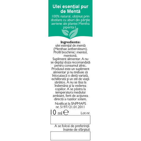 Ulei esential de menta R20, 10 ml, Fares 620803