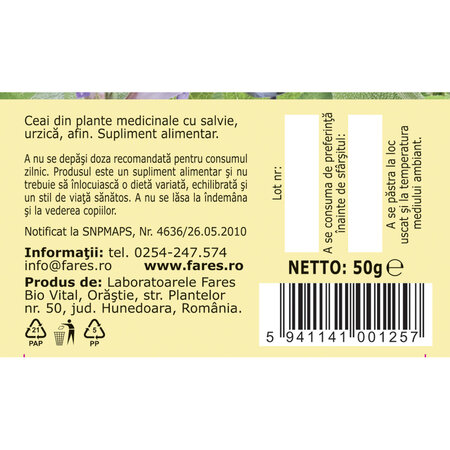 Ceai Glicostat M96, 50 g, Fares 623519