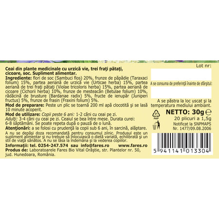 Ceai Detoxifiant, P142, 20 plicuri, Fares 623907