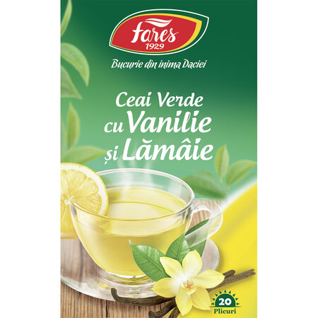 Ceai Verde cu Lamaie si Vanilie, 20 plicuri, Fares 623451
