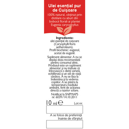 Ulei esential de cuisoare A7, 10 ml, Fares 702540