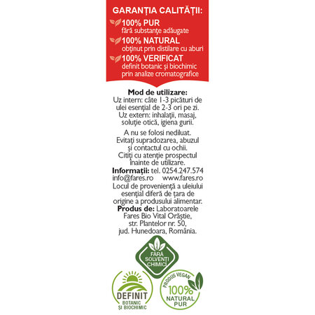 Ulei esential de cuisoare A7, 10 ml, Fares 702541