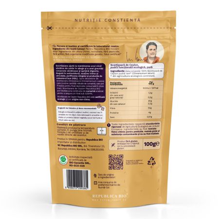 Scortisoara de Ceylon pulbere ecologica, 100 g, Republica Bio 701840