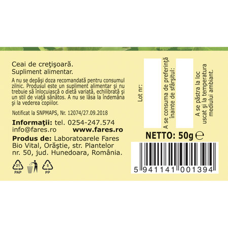 Ceai Cretisoara G 96, 50 g, Fares 618034