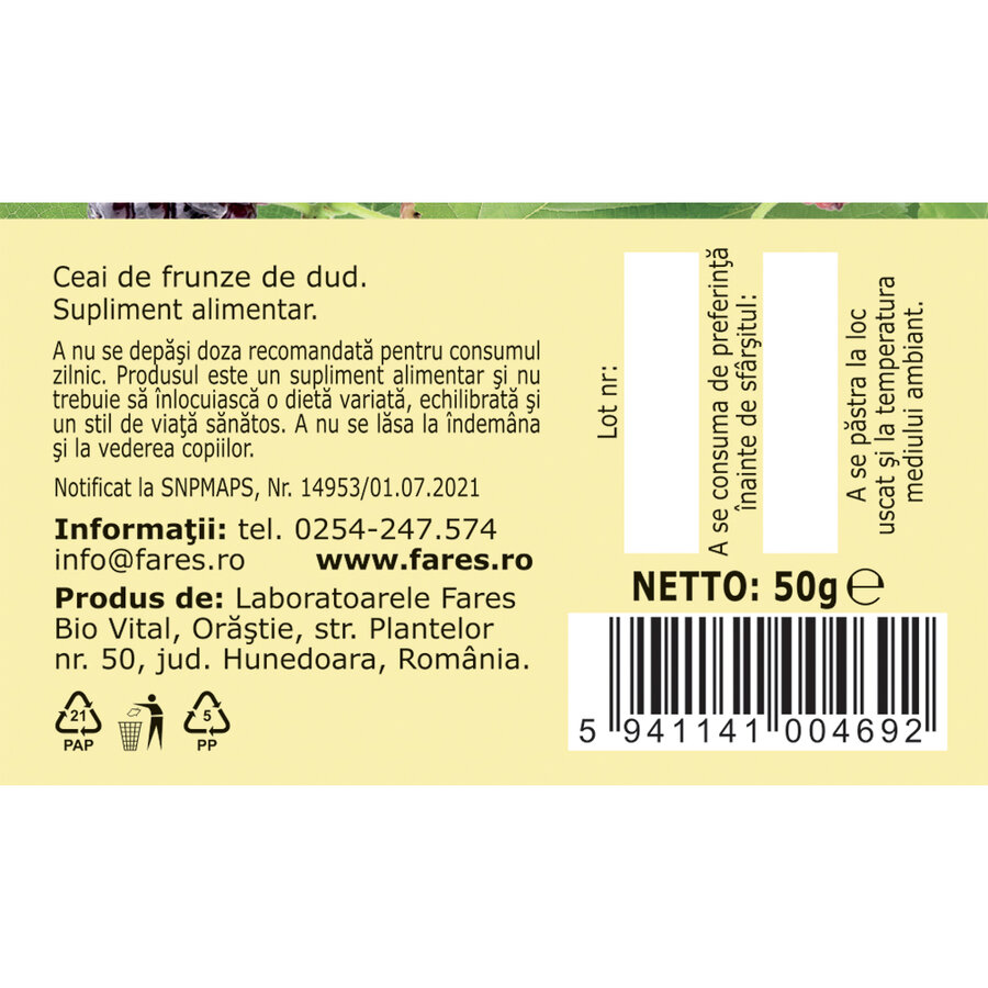 Ceai din frunze de Dud M 119, 50 g, Fares : Farmacia Tei online