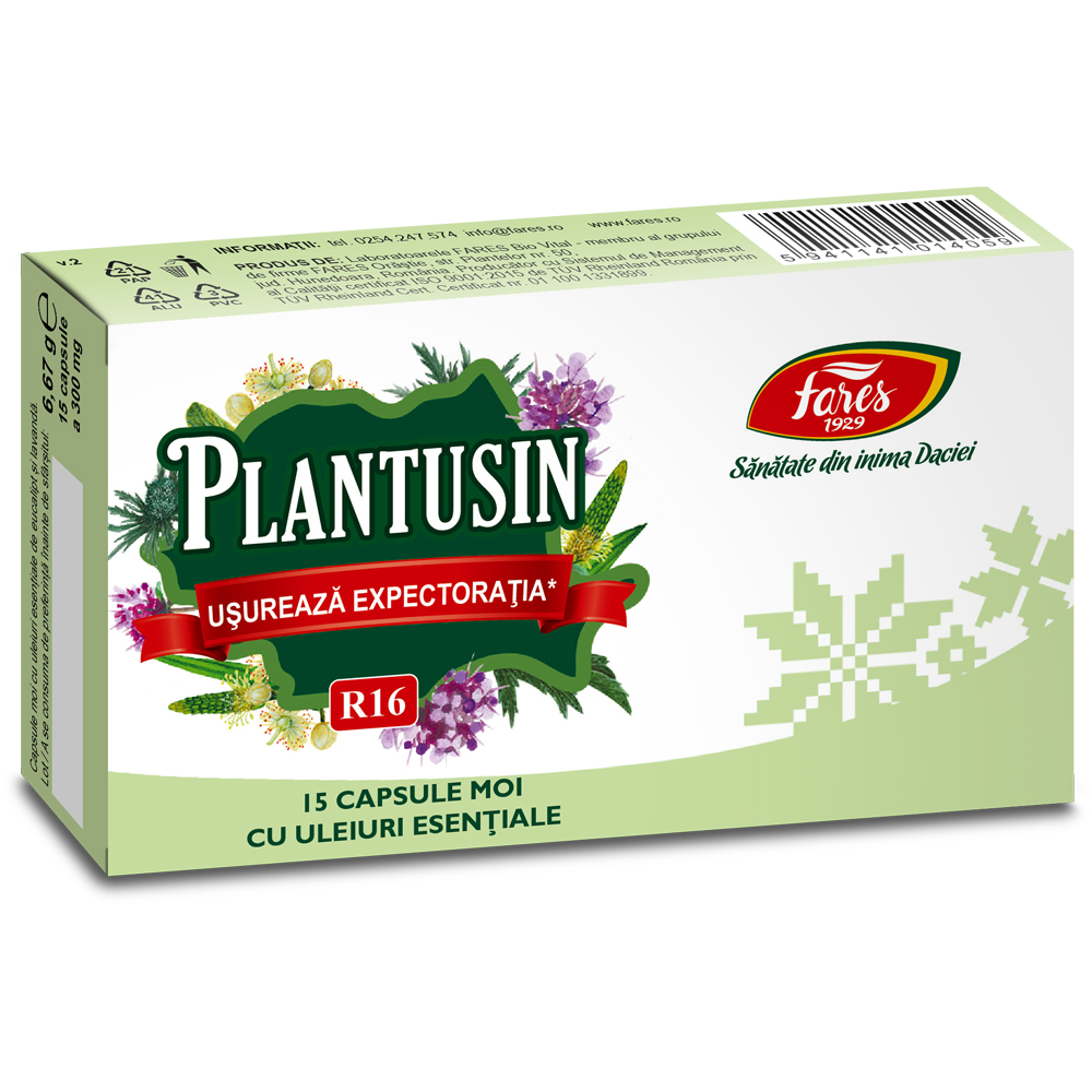 Plantusin usureaza expectoratia R18, 15 capsule, Fares