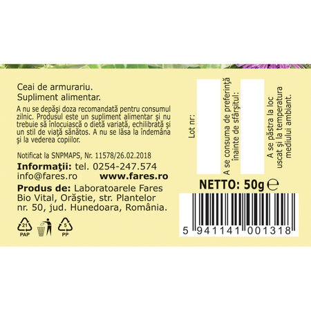 Ceai Armurariu fructe D45, 50 g, Fares 617962