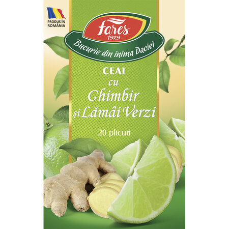 Ceai cu ghimbir si lamai verzi, 20 plicuri, Fares 604246