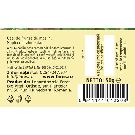 Ceai Frunze de Maslin F 189, 50 g, Fares 618464