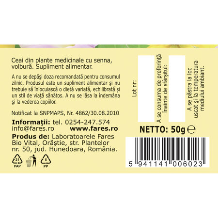 Ceai curatarea colonului, D82, 50 g, Fares 623799