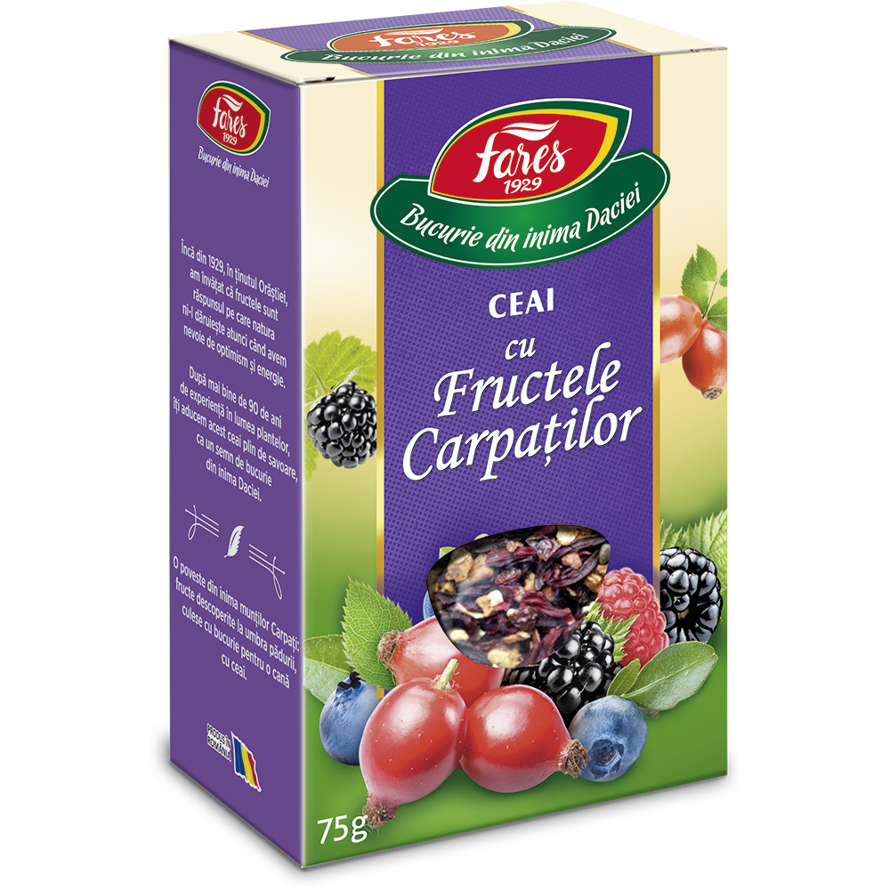 Ceai Fructele Carpatilor Aromafruct, 75 g, Fares