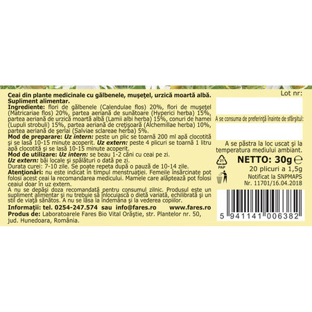 Ceai Ginosept, G83, 20 plicuri, Fares 623831