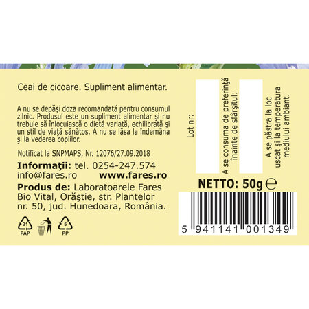 Ceai Cicoare iarba D 61, 50 g, Fares 617981