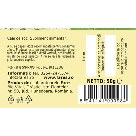 Ceai flori de Soc R42, 50 g, Fares 617941