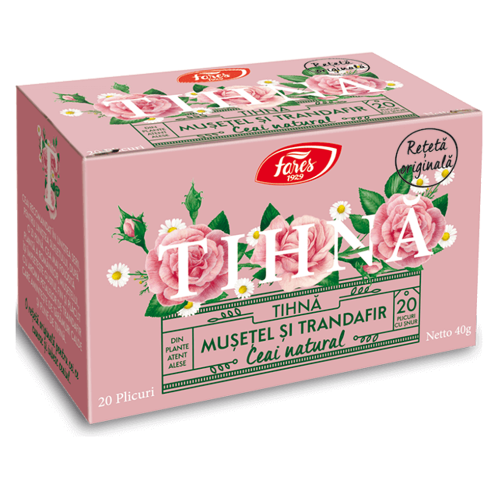 Ceai tihna cu musetel si trandafir, 20 plicuri, Fares