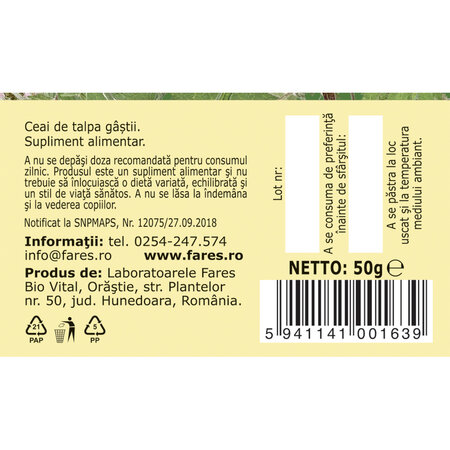 Ceai Talpa Gastii iarba C42, 50 g, Fares 618229