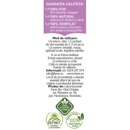 Ulei esential de rozmarin A11, 10 ml, Fares 620815