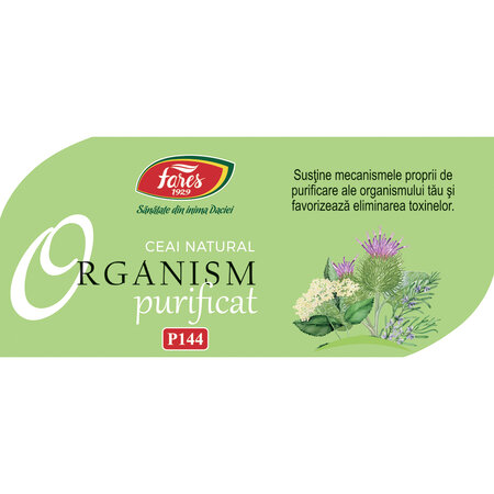 Ceai detoxifiant Organism Purificat , P144,  20 plicuri, Fares 623594