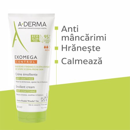 Crema emolienta Exomega Control, 200 ml, A-Derma 610356